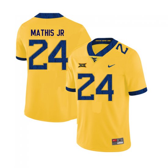 Men's West Virginia Mountaineers NCAA #24 Tony Mathis Jr. Yellow Authentic Nike Stitched College Football Jersey YU15O42JS